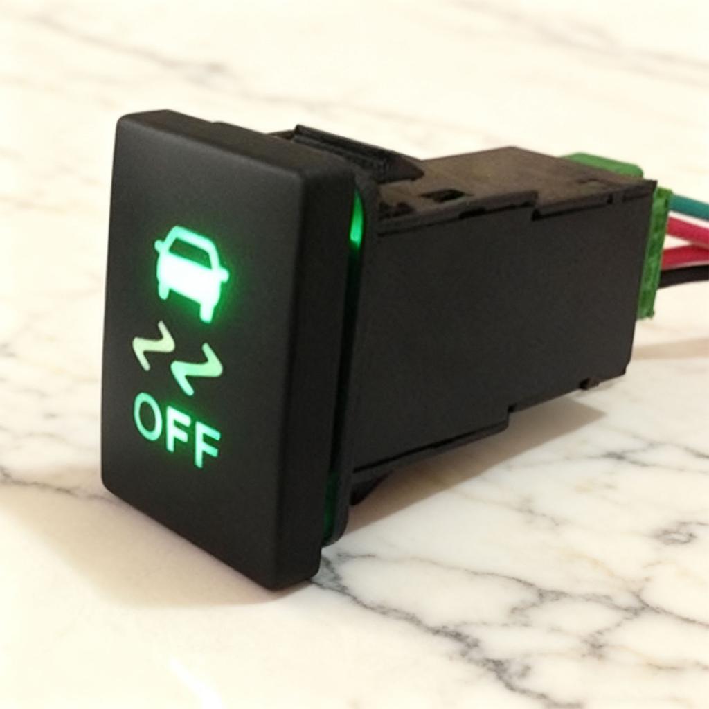 Interruptor de Botón Iluminado para Coche On Off LED Verde Reemplazo para Prado Land Cruiser 12V‑24V
