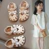 Sommer Neue Kinderschuhe Echte Anti-Rutsch-Baotou-Sandalen für Mädchen PU Klettverschluss Anti-Rutsch-Gummi
