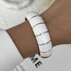 Minimalistické bílé bambusové smaltované náramky pro ženy Trendy punkové geometrické široké pružinové náramky Estetické party šperky dárky