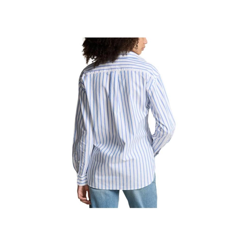 Polo Ralph Lauren Ss24 Striped Logo Embroidered Single-Breasted Loose Long Sleeve Shirt Women Shirts White WMPOSHTNDO20596-999