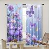 2pc,  Window Curtains butterfly pattern Versatile Polyester,Without Electricity Versatile Use for College dormitory decoration