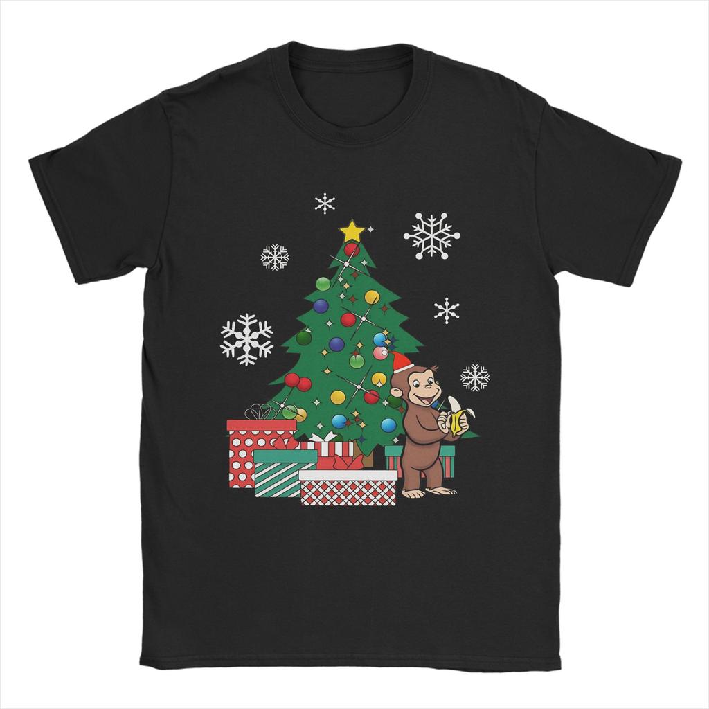 Cartoon  Banana Cute Brown Monkey T Shirt Cotton Fun T-Shirts Crewneck Curious George Tees Short Sleeve Clothes Plus Size