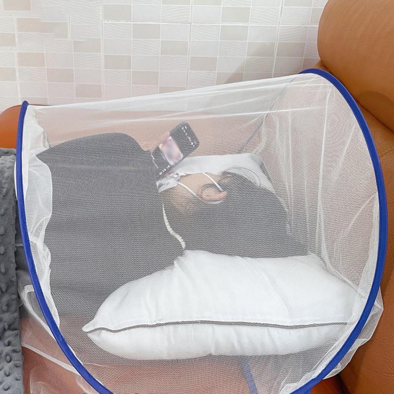 Summer Head Net Cover Mosquito Net Folding Bed Tent Breathable Mesh Canopy Travel Sleeping Camping Bedroom Anti-Mosquito Fly Net