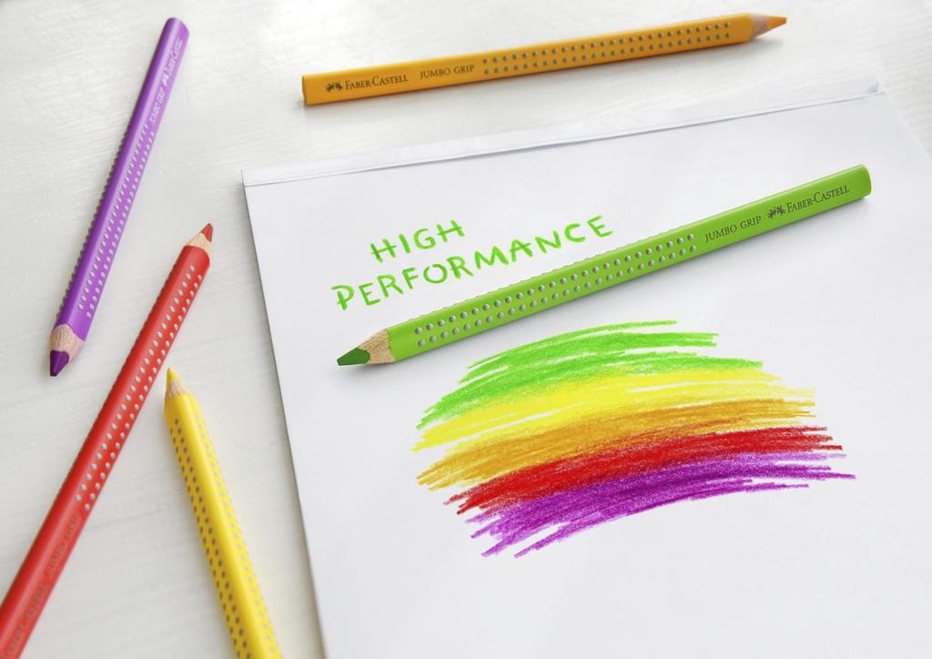 Jumbo Grip Watercolor 12 Colors with 110912 Faber-Castell Pencils, (Paper Box) Sharpener,