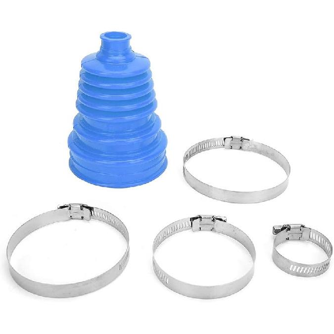 CV Boot Kit, Universal Silicone CV Axle Boot Dust Cover, Rubber, Ball Head Design, for Universal Vehicle, 1 dust Cover and Four Clamps (Black)