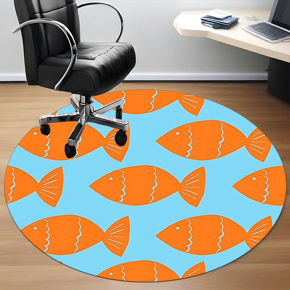 1pc Fish Pattern Chair Carpet for Office, Non slip, Soft and Durable Office Rug