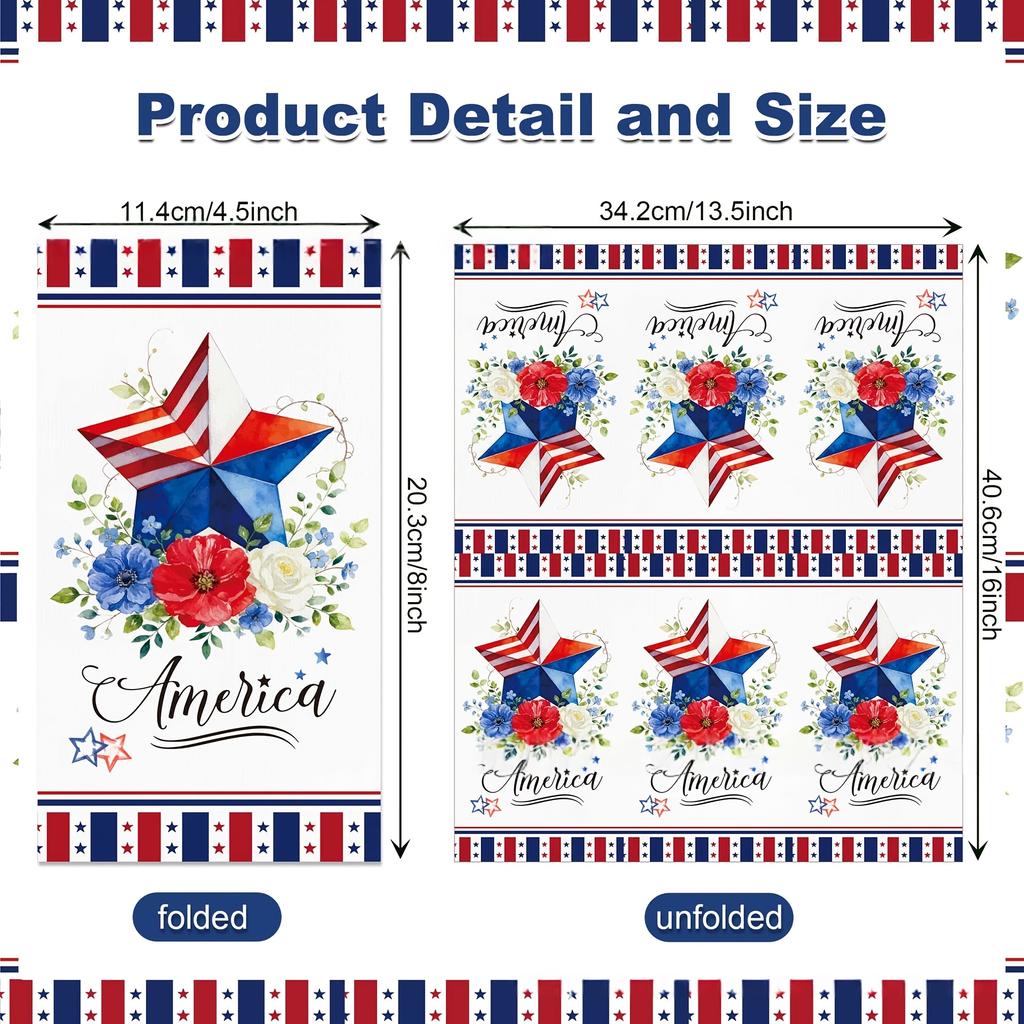 20Pcs 250th American Independence Napkins, Dinner Paper Dining Table Decor for Birthday Party United States Party Supplies