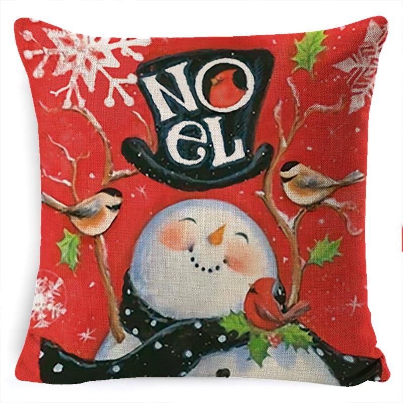 Pillow Cushion Cover Linen Santa Claus Pillow Cover Linen Material