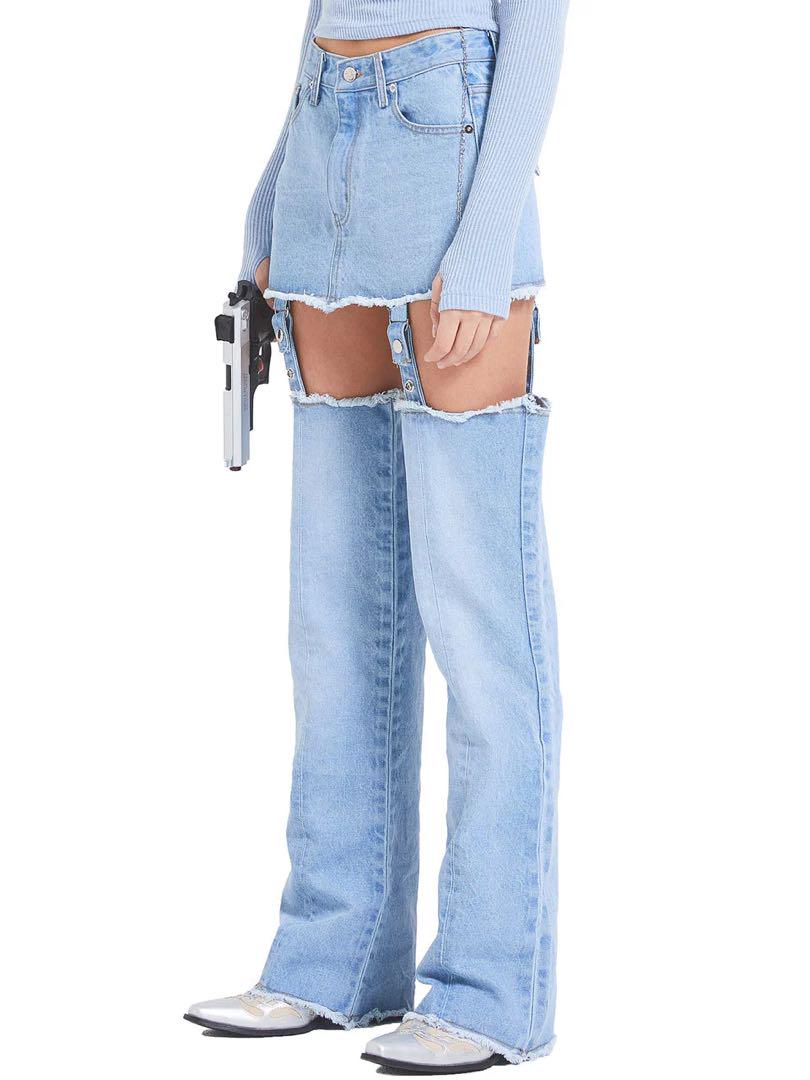 

[Б/У] Юбка из многослойного денима Crank, светло-голубая, размер M