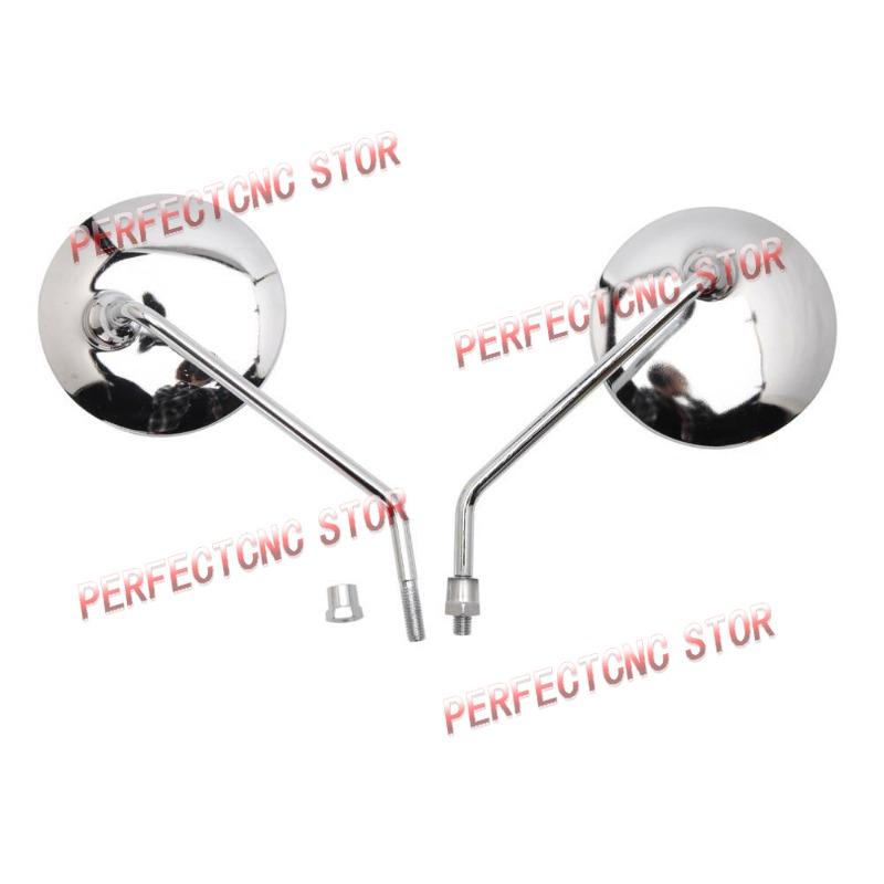 

A Pair Chrome Motorcycle Scooter Mirrors Universal Motorbike Rear View Mirror 10mm Thread Round Oval Convex Mirrors серебряный