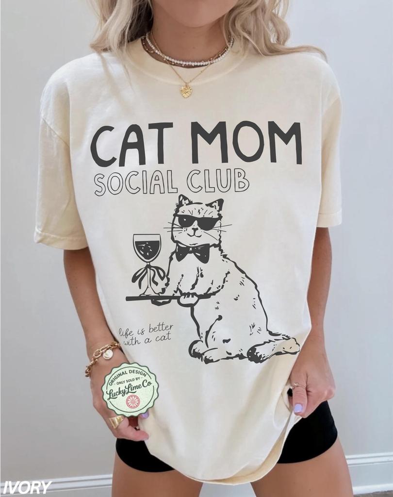 Cat Mom Social Club Shirt, Cat Mom TShirt, Gift For Cat Mom, Funny Cat Shirt, Cat Lover Shirt, New Cat Mom Shirt, Fur Mama