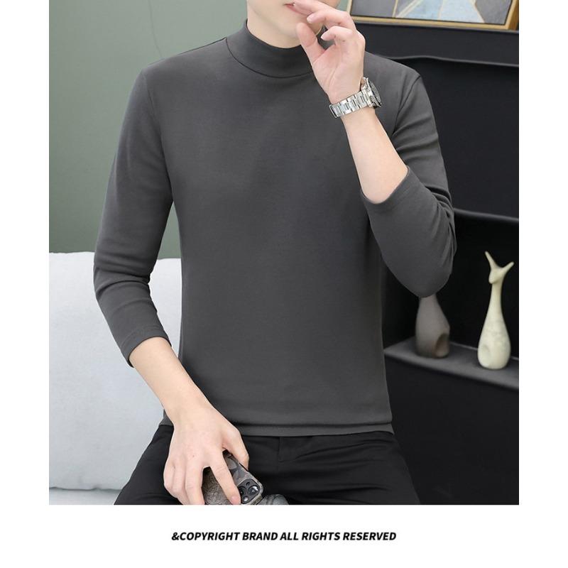 Men S Half High Neck Long Sleeve Cotton Loose Fit T Shirt