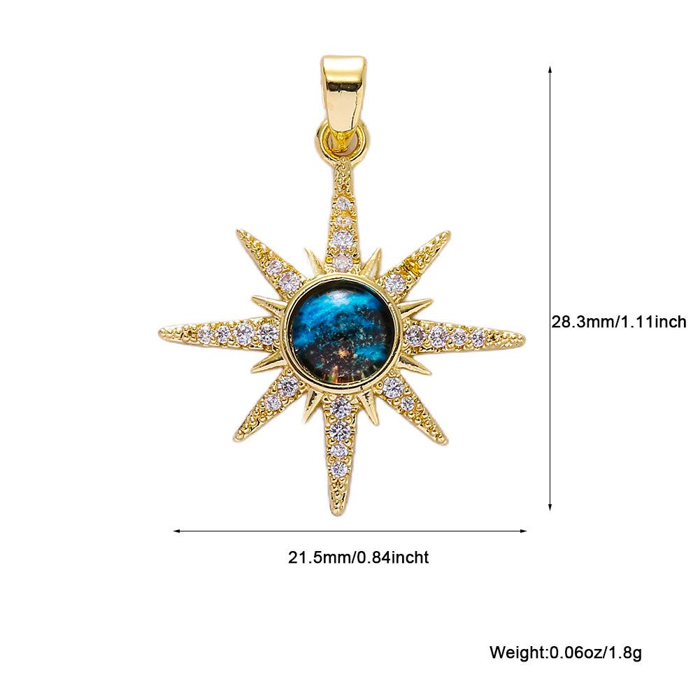 Trendy Sun Pendant Copper Gold-Plated Drip Oil DIY Jewelry: Necklace, Bracelet, Earring Accessories for Women