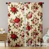 Retro Blumenmuster Design Druck Vorhänge Verdunkelungsfenster Vorhang Für Heimdekoration,Stangentasche Verdunkelungsvorhang Schlafzimmer