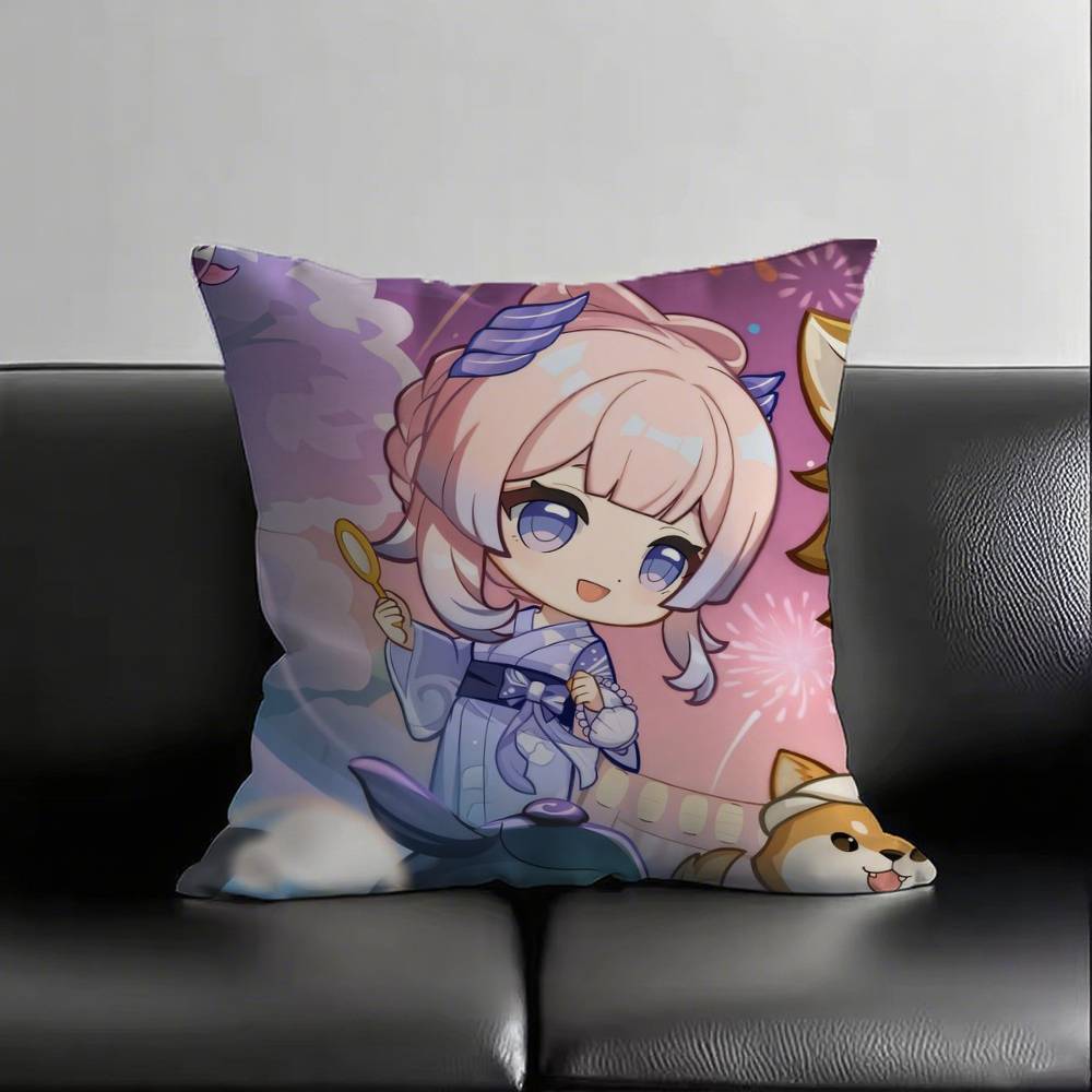 1pc Sangonomiya Kokomi And Sea Genshin Impact Pillow Case Fashion Square Pillowcase Bedroom Sofa Room Ins Decoration Leisure