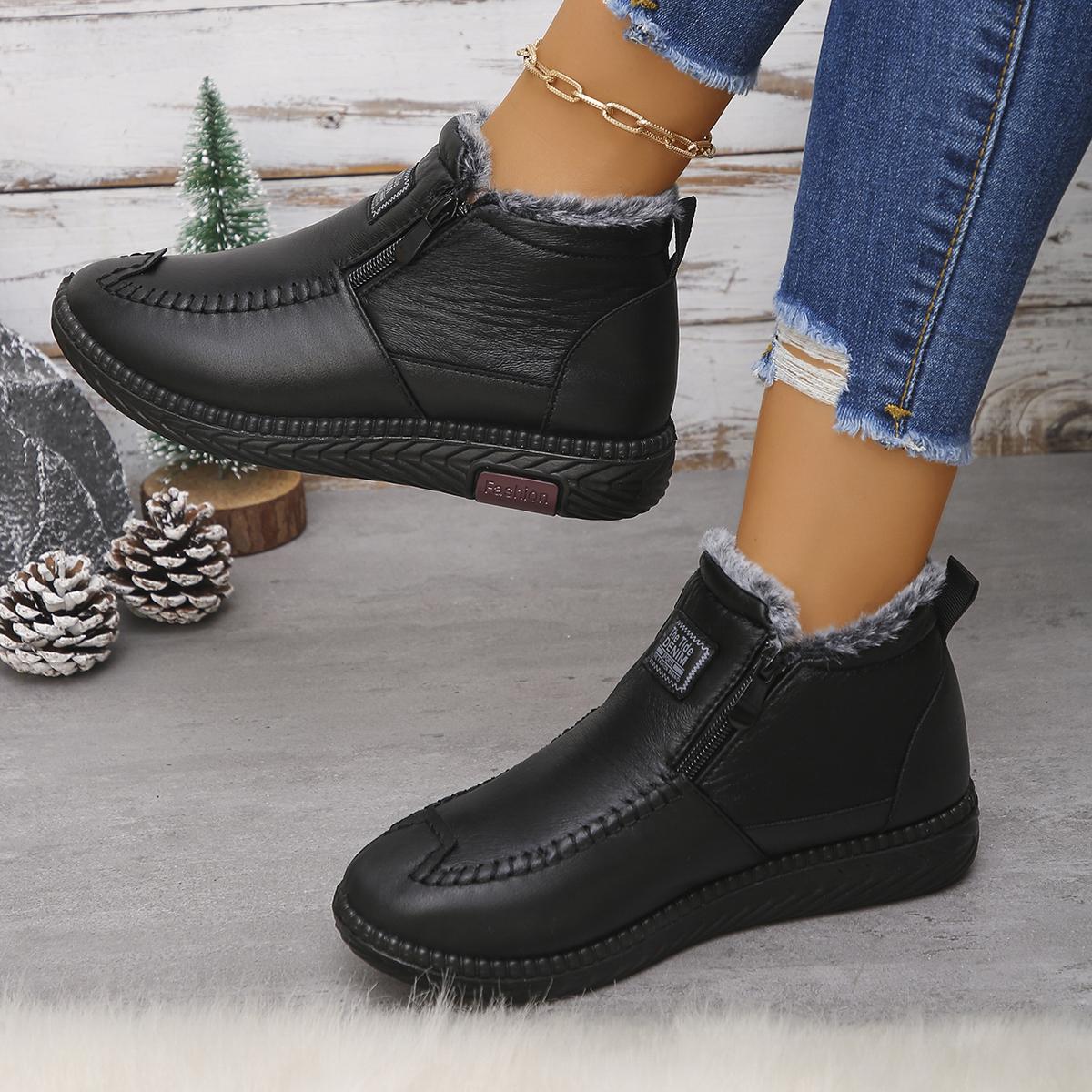 

Thickened Fluffy Winter Cotton Shoes for Men and Women Couples Warm Snow Boots Women Comfortable Leisure Flat Shoes Women 35 чорний