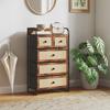 Bedroom Chest of Drawers with 5 Drawers with Rattan Fronts and Steel Frame 58x29x99 Cm Rustic Brown