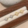 925 Sterling Silver 18K Gold Plated Vintage Quatrefoil CZ Stud Earrings for Women, Dainty 4-Petal Flower Cubic Zirconia Earrings