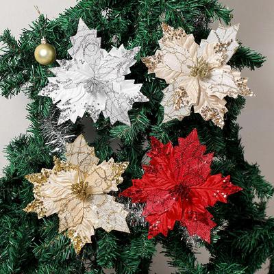 Weihnachts-Blumen-Glitzer-Pailletten-Dekorationen für den Baum