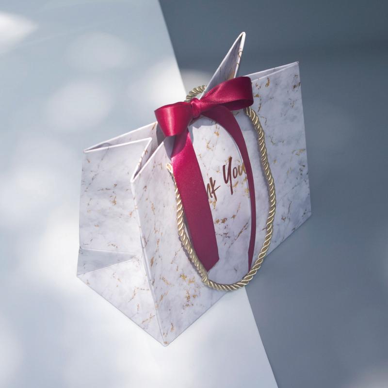 New Accept Private Customization Marble Grey Portable Gift Bag for Party Favors Gift Packaging Box Bag