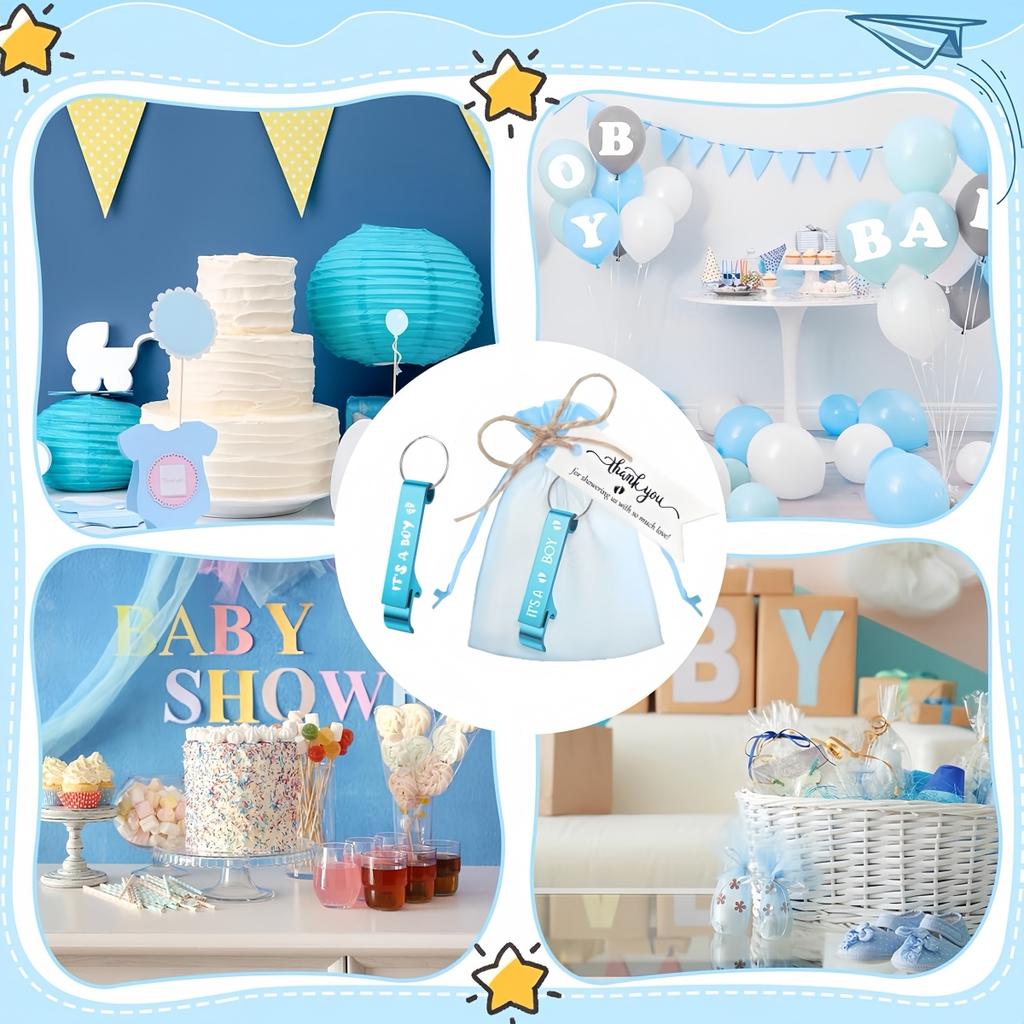 25-100Sets Bottle Openers Keychain Baby Shower Return Favors for Guest Boy Girl Thank You Gifts for Gender Reveal Party Souvenir