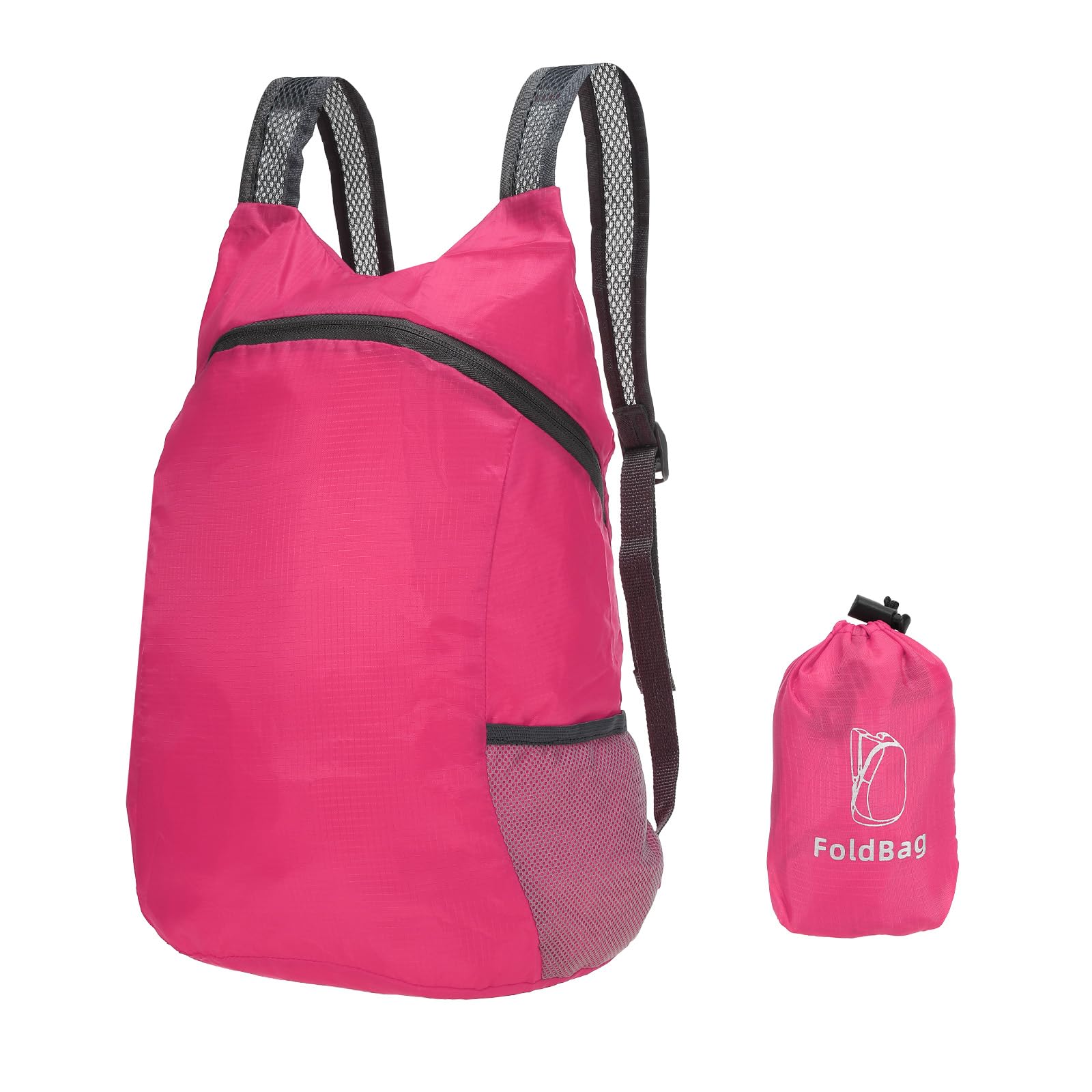 

[PATIKIL] Hiking Backpack 15L-20L Packable Lightweight Backpack Daypack Small Foldable Outdoor Camping Cycling Backpacking Shoulder Bag Rose Red