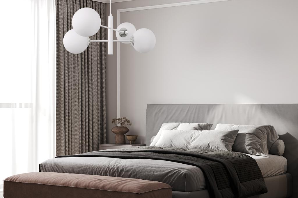 Vicenza Hanging Lamp White-Chrome 4-Flat White Lampshade E14
