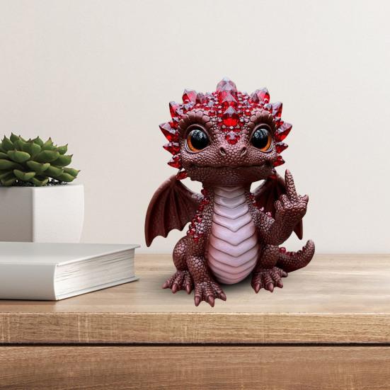 Baby Dragon Figurine Cheeky Dragon Statue Collectible Flip-off Baby Dragon