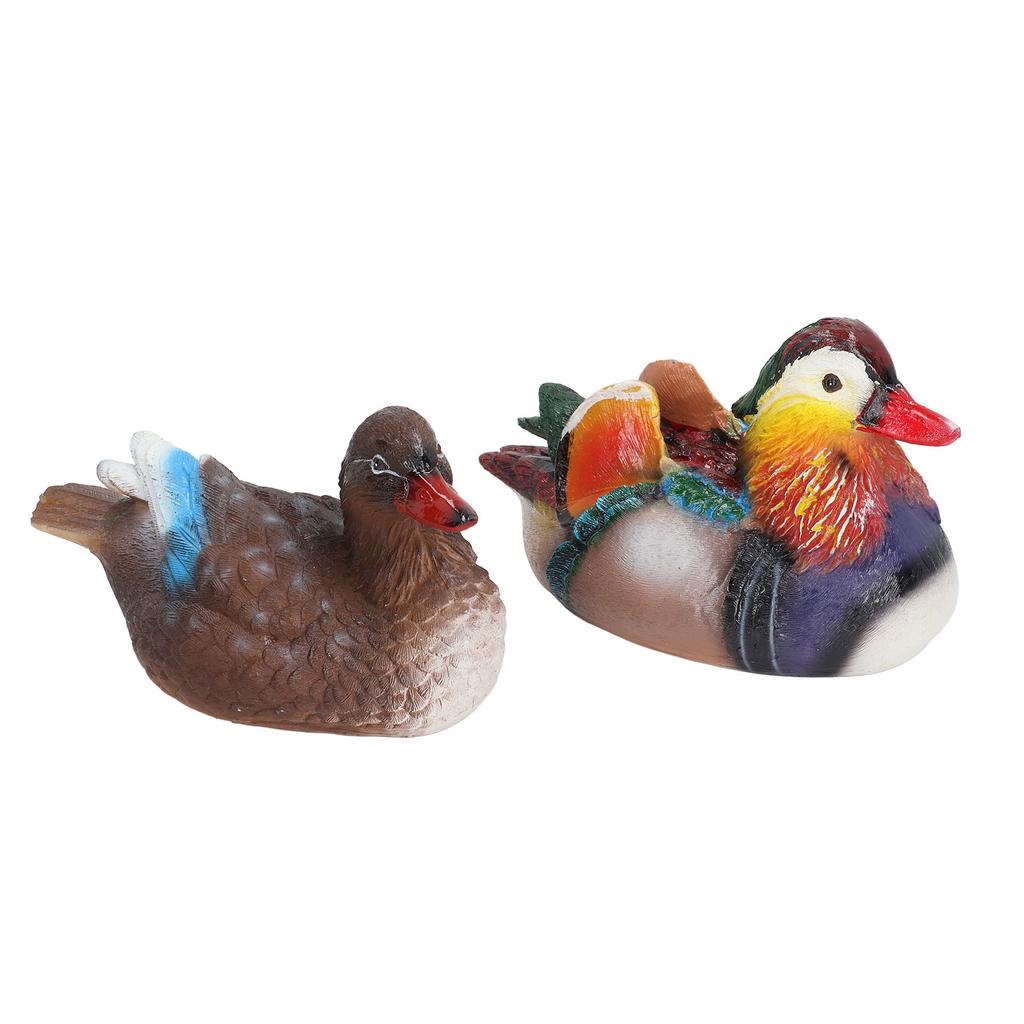 2PCS Floating Mandarin Statue Resin Cute Animal Decor Sculpture Ornament for Outdoor Garden Pond