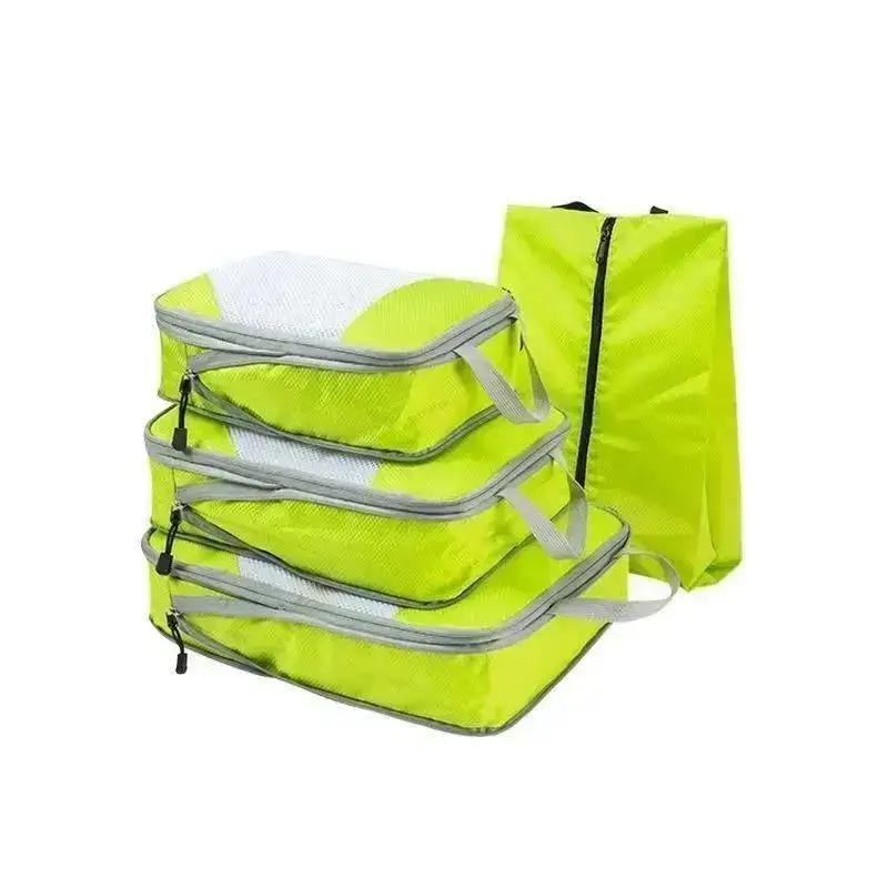 4Pcs/set Portable Compression Packing Cubes Luggage Suitcase Organizer Set Extensible Packing Mesh Bags Clothing Storage Bages