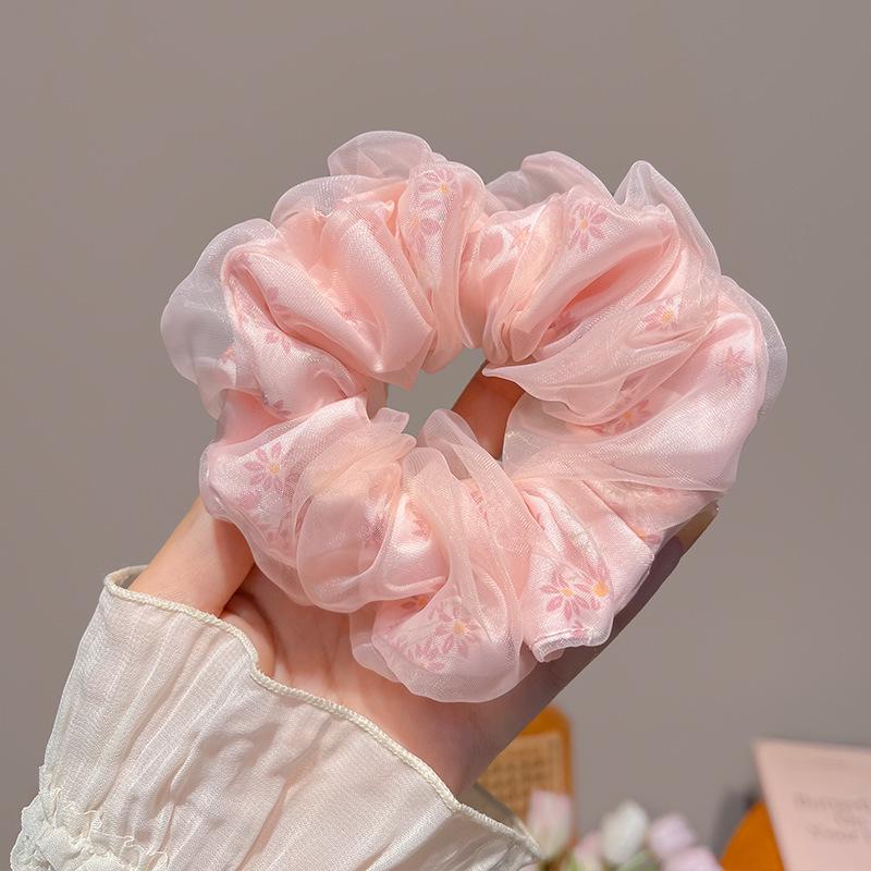 Women's Rose Mesh Scrunchie - French Style Elastic Hair Tie Durable Leatherette