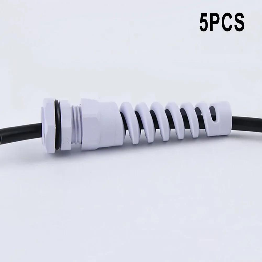Cable Connectors Cable Glands Waterproof IP67 Plastic 5pcs Black Or White Easy To Tighten PG7 M12/PG9 M16/PG11
