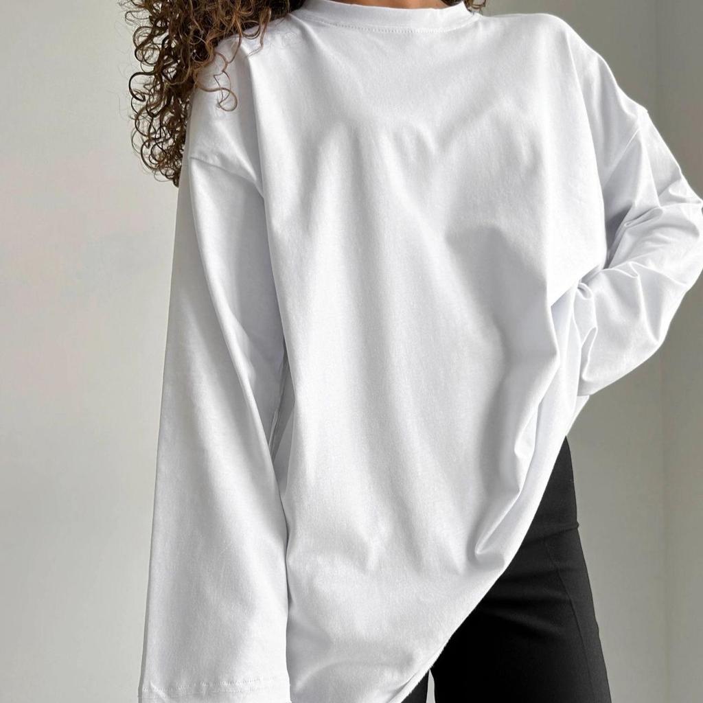 Magliette da Donna Oversize a Maniche Lunghe Basic Girocollo Maglietta Top Primavera Autunno Abbigliamento Casual da Allenamento Moda Casual Y2K Magliette a Maniche Lunghe Larghe da Donna