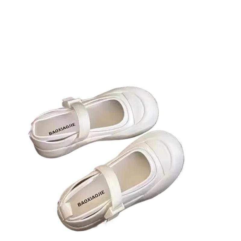 Fashion 2025 Ladies Shoes Cover Heel Women's Sandals Platform Casual Sandals Women Round Toe Shallow Buckle Strap Flat with Shoes Female