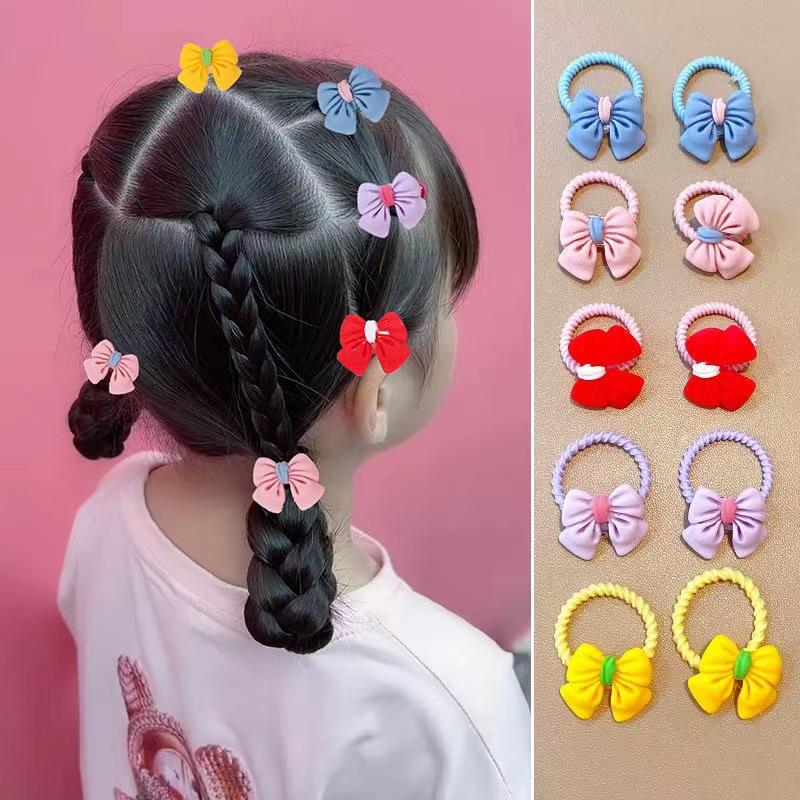 10 Pièces de Bandeaux à Fleurs, Chouchous, Nœuds en Laine, Chouchous pour Filles, Accessoires pour Cheveux, Élastiques Frais et Mignons pour Filles