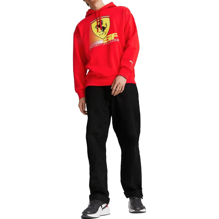 Puma Ferrari Graphic Print Long Sleeve Hooded Sweatshirt Men Sweatshirt Red 622233-02