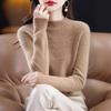 Women's 100% Wool Slimming Cashmere Knit Sweater - Half High Neck, Seamless, Hollow Out Design for Autumn/Winter