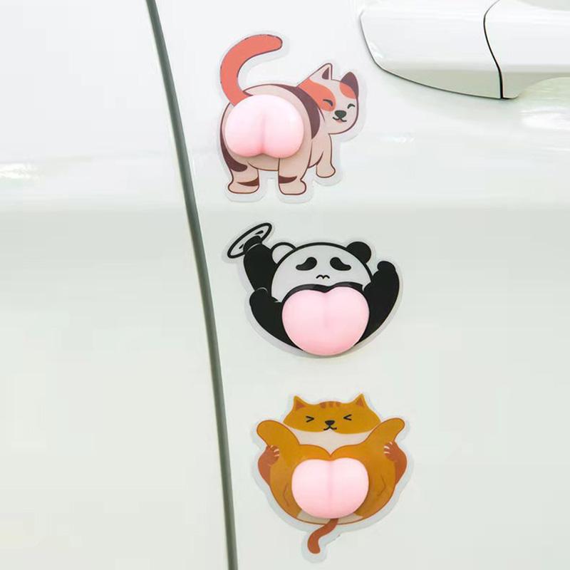 4Pcs Cute White Bear Dog Squeeze Toy DIY Bumper Sticker Soft Squishy Stress Relief Novelty Kids Adults
