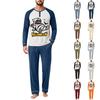 Set de pijamale casual pentru bărbați, cu croială largă, mânecă raglan și imprimeu cu litere de Halloween