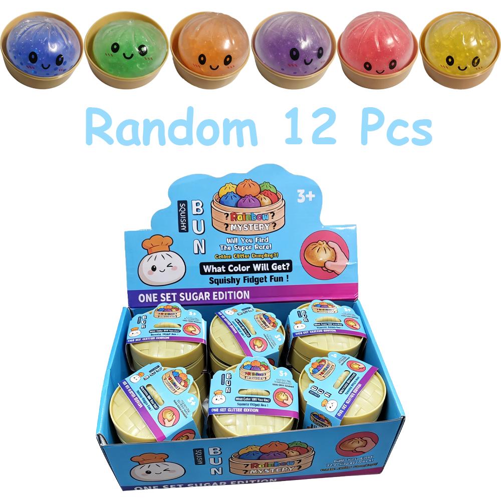 Giant Squishies Dumpling Bun Toy, Glitter Dumpling Stress Ball, Stress Relief Fidget Toy