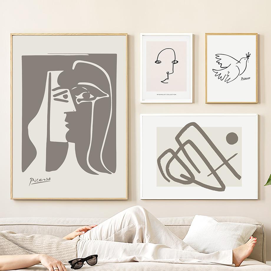 Abstract Line Bird Face Rainbow Picasso Matisse Posters And Prints Wall Art Canvas Painting For Living Room Decorative Pictures