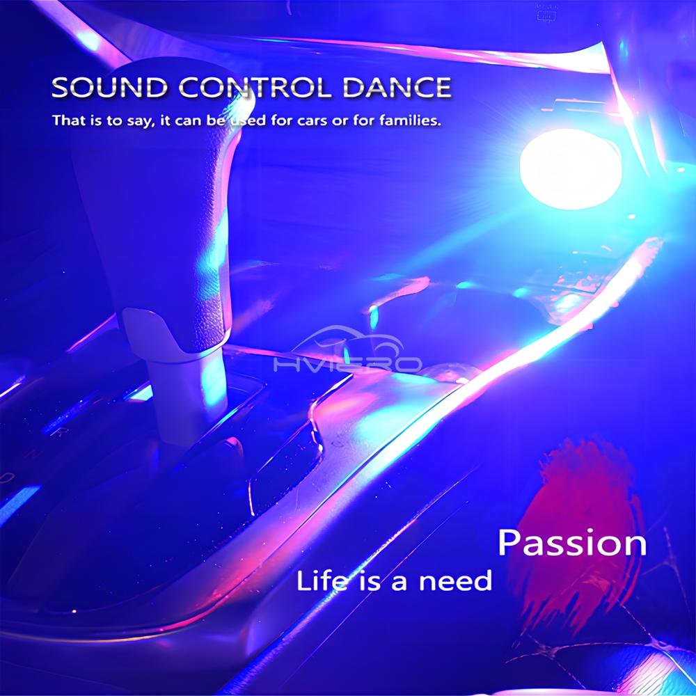 Car USB Ambient Light DJ RGB Mini Colorful Music Sound Led Apple USB Interface Holiday Party Atmosphere Interior Dome Trunk Lamp Neon Lights 4
