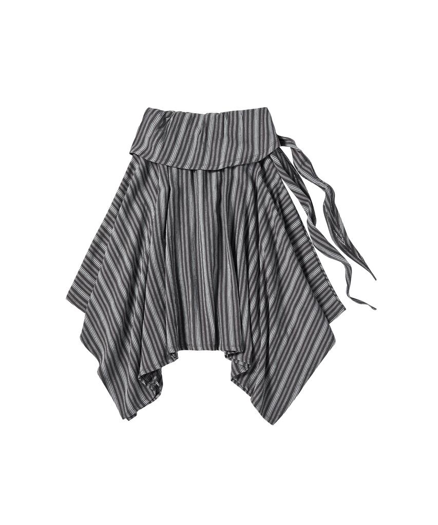 Comoni Nose W Linen Stripe Skirt [Deep Gray]