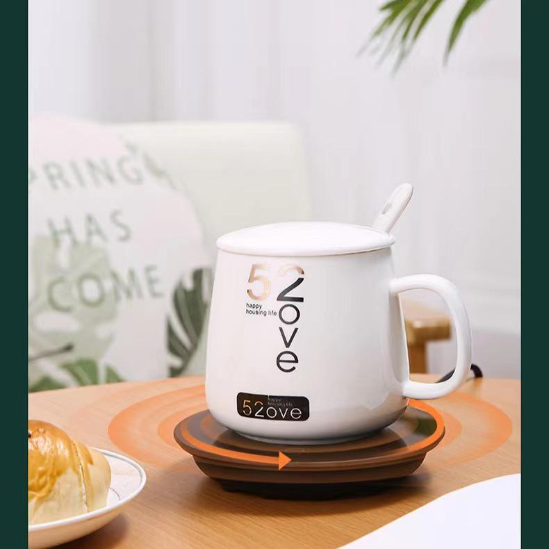 Ceramic 55-Degree Heating Coaster Set - Warm Cup & Milk Warmer Promotional Gift
