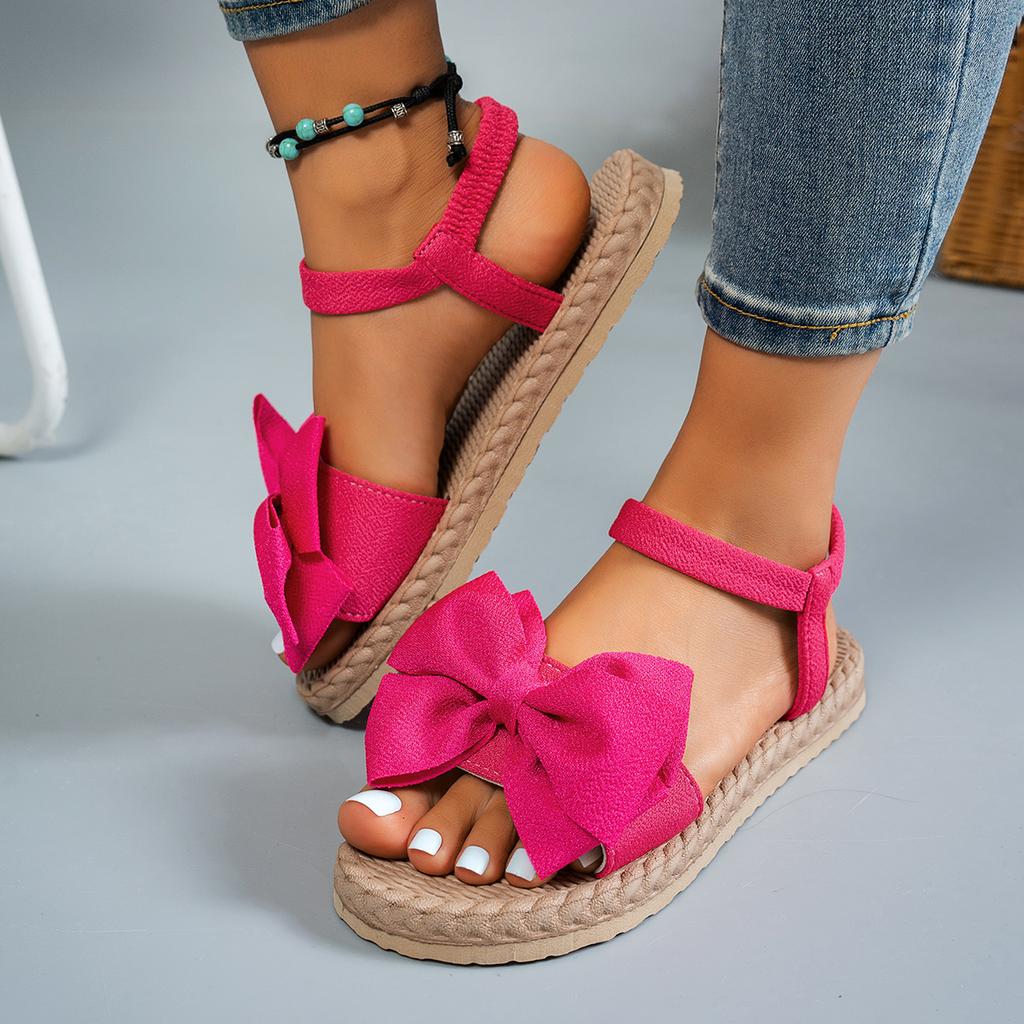 Fashion Women Slippers 2024 New Summer Lightweight Sandals Fashion Beach Casual Slippers Outdoor Bow Tie Flat Shoes Home Slides Women