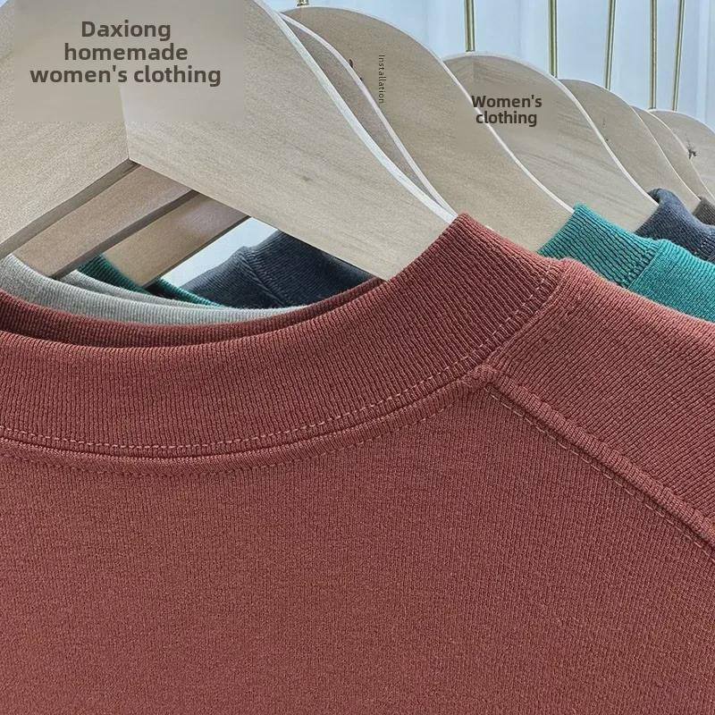 Women's Slimming Fit Mid-Sleeve T-Shirt with Stand-Up Collar - Versatile Autumn Fashion Top