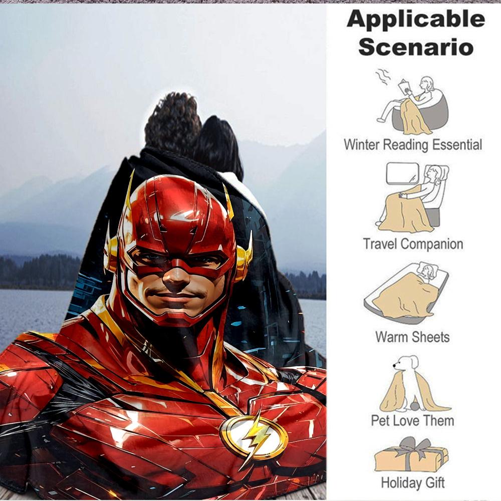 1pc Flash Superhero Blanket Lightweight Flannel Throw For Sofa, Bed, Travel, Livingroom, Office, Couch, Chair, And Bed