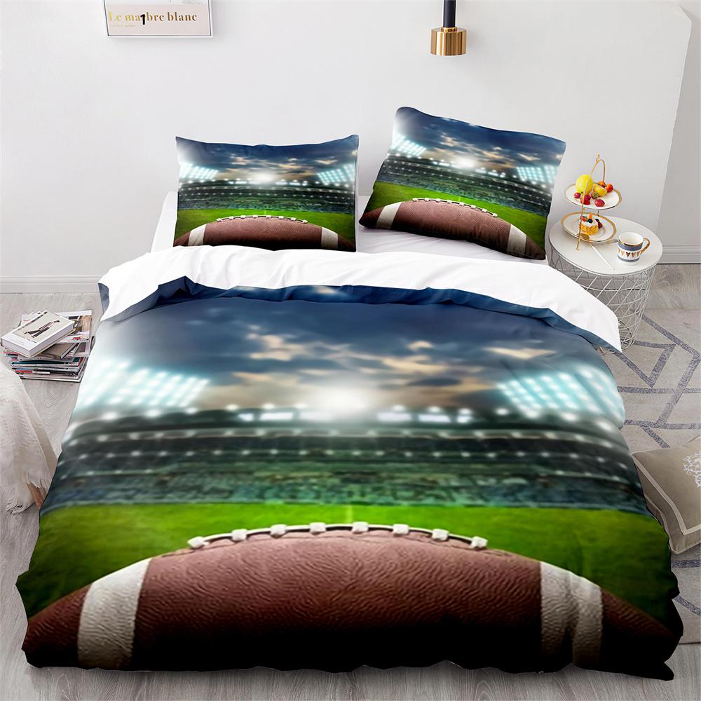 American Football Duvet Cover Set 3D Sports Rugby Player Comforter Cover Skull Football Player Polyester Bedding Set For Kid Boy