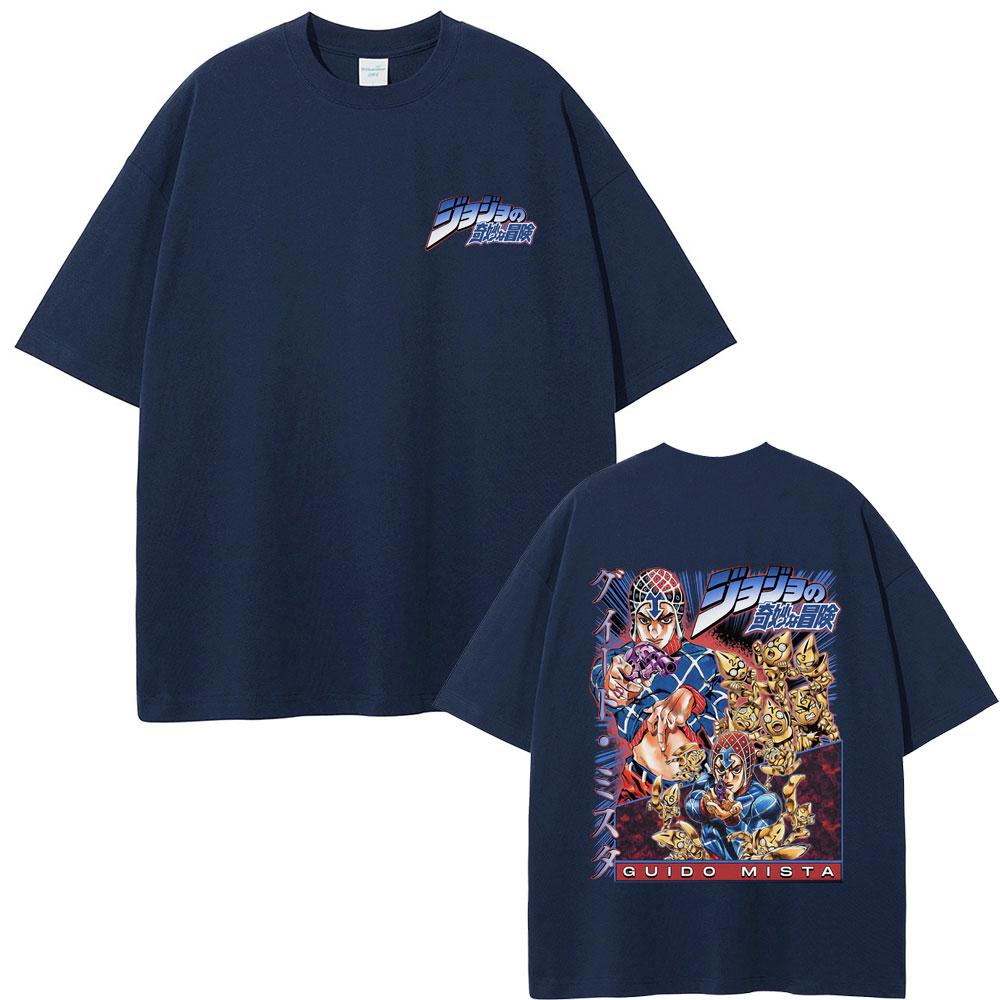 Anime JoJo Bizarre Adventure Guido Mista Graphic Tshirt Men Women Casual Cotton Short Sleeve T Shirts Manga Vintage Tee Shirt