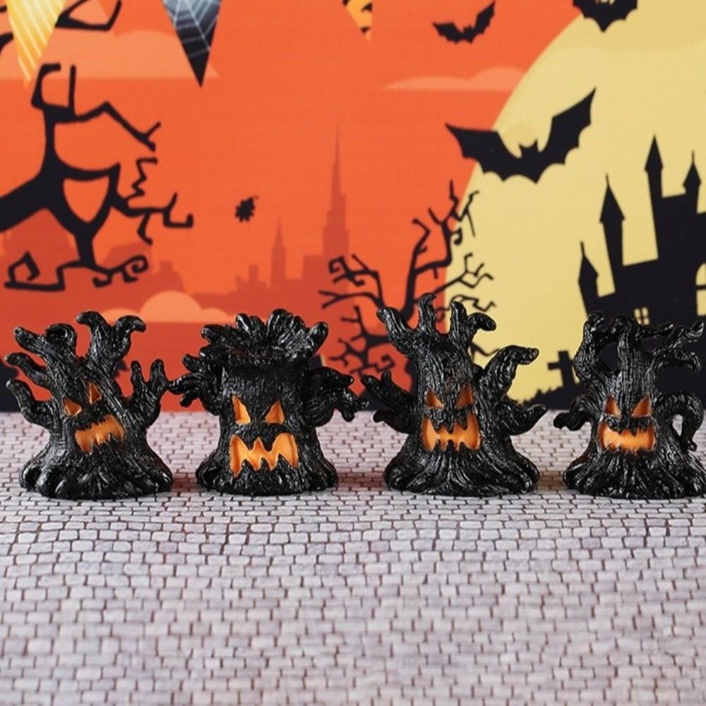 Resin Halloween Monster Tree Light Ornament Grimace Tree Tabletop Lamp Indoor Table Decor